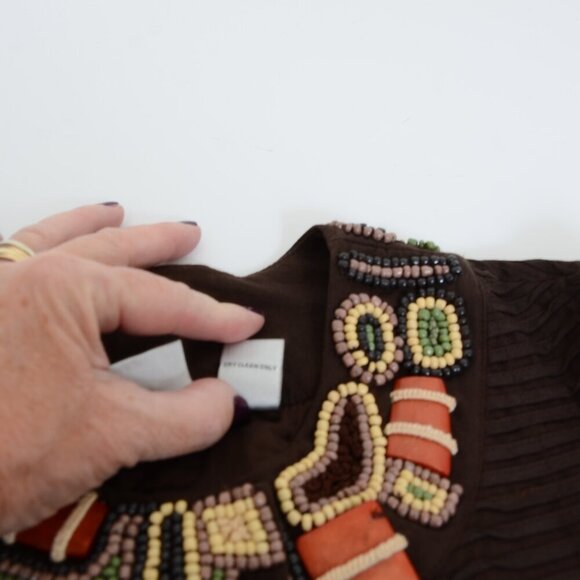 Chico Burundi Beat Bernita Tribal Beading Embroidery Jacket Size 0 (XS) Office - Picture 9 of 12